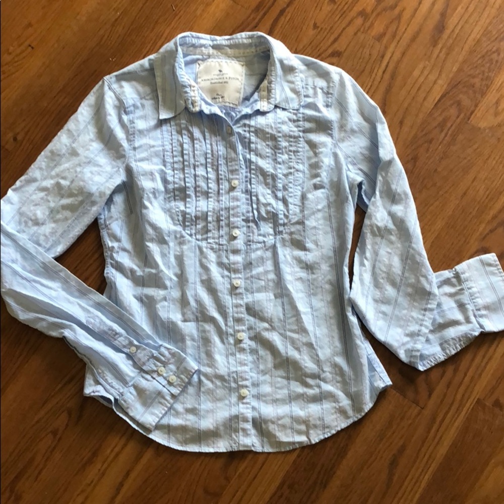 Abercrombie & Fitch Light Blue Striped Button-Down Shirt